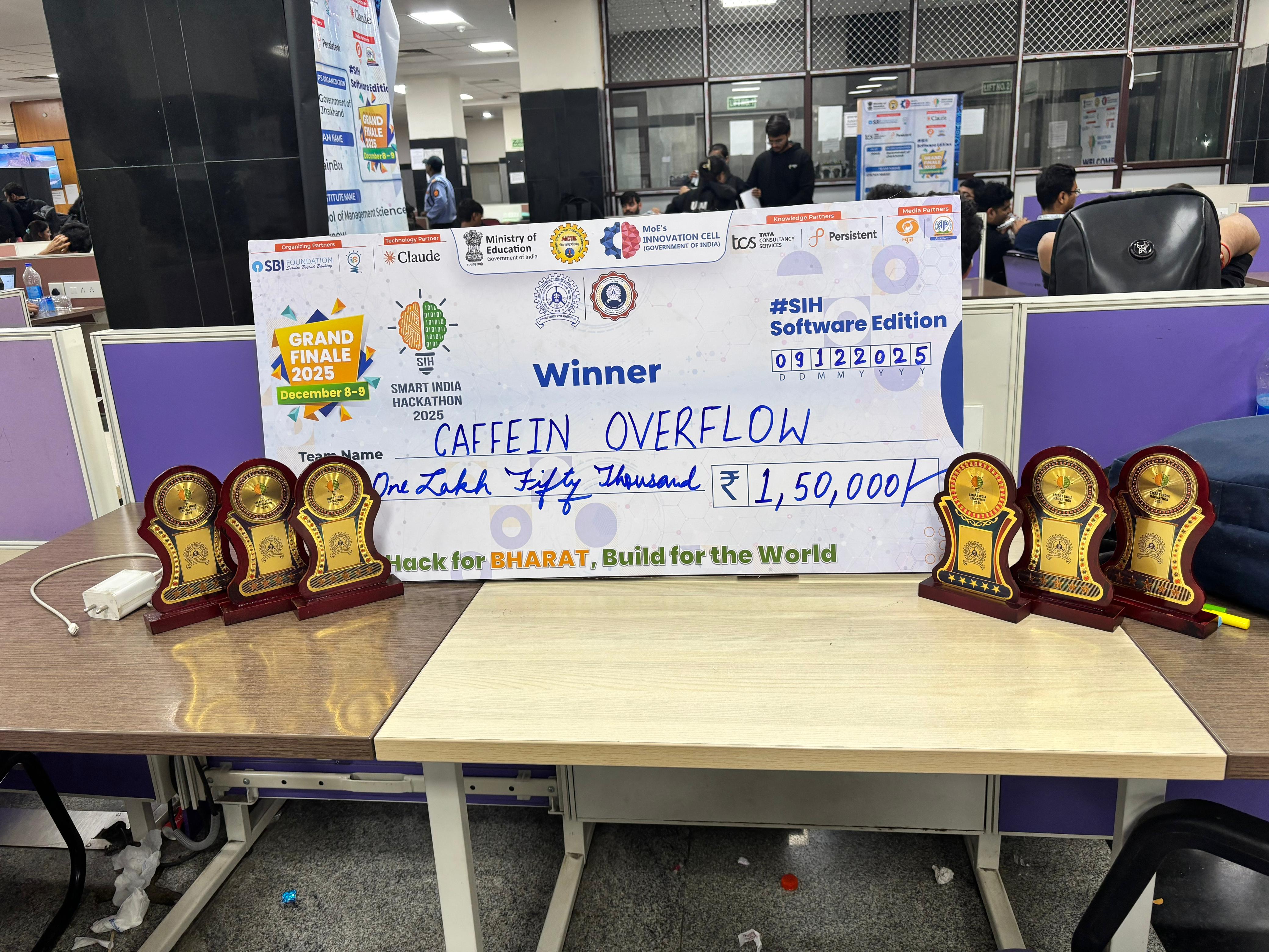 SIH 2025 winner cheque